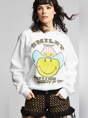 Recycled Karma  Smiley New Sheriff In Town Sweatshirt Size S